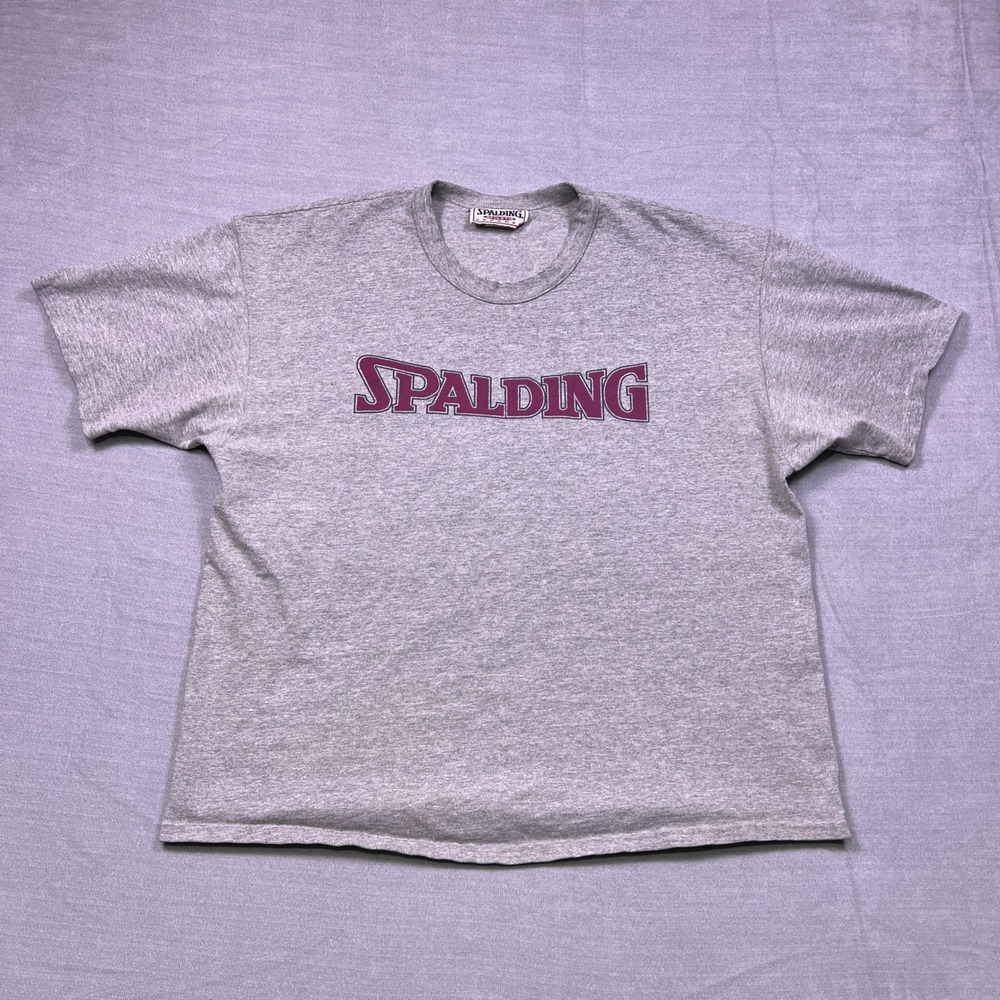 Vintage Spalding Athletic Apparel Mens Gray Casual Short‎ Sleeve T Shirt